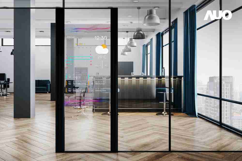 60吋Micro LED透明窗屏显示器，，可依需求调整并延伸应用于不同场域，，，，包括汽车侧窗或家庭玄关、、、、智慧橱窗、、商业展示等面向，，提供丰富的信息娱乐内容