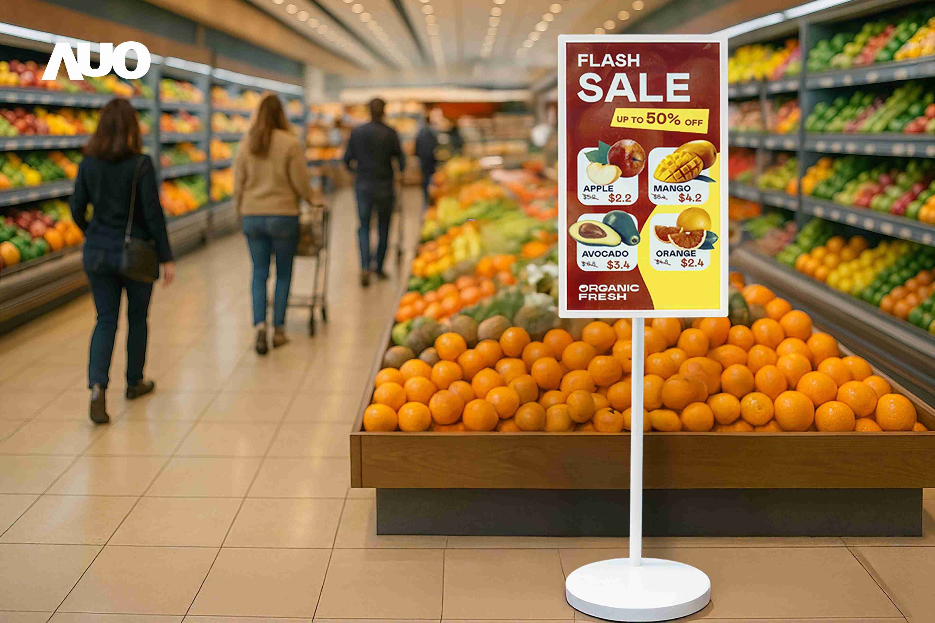 达擎首亮相低功耗、、、全彩的〝aecoPost电子纸解决方案〞，，，，仅在更新画面时需要微量的电力驱动，，无需布建电线的便捷设计，，使其可灵活应用、、随意置放，，并可透过云端或行动装置app，，轻松管理及排程广告内容，，，晋升店头营销利器。。